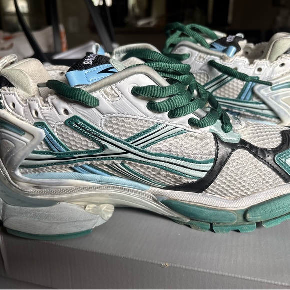 Balenciaga White and Teal Athletic Sneakers - Picture 1 of 5